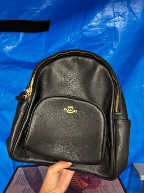 Coach Black Pebbled Leather Backpack with Gold Hardware
